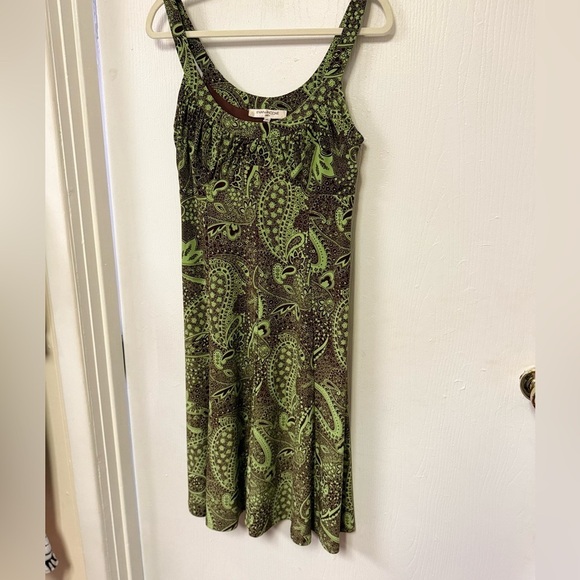 Y2K Evan Picone Olive Green and Chocolate Brown Paisley Whimsigoth Fairy Dress - Picture 4 of 7